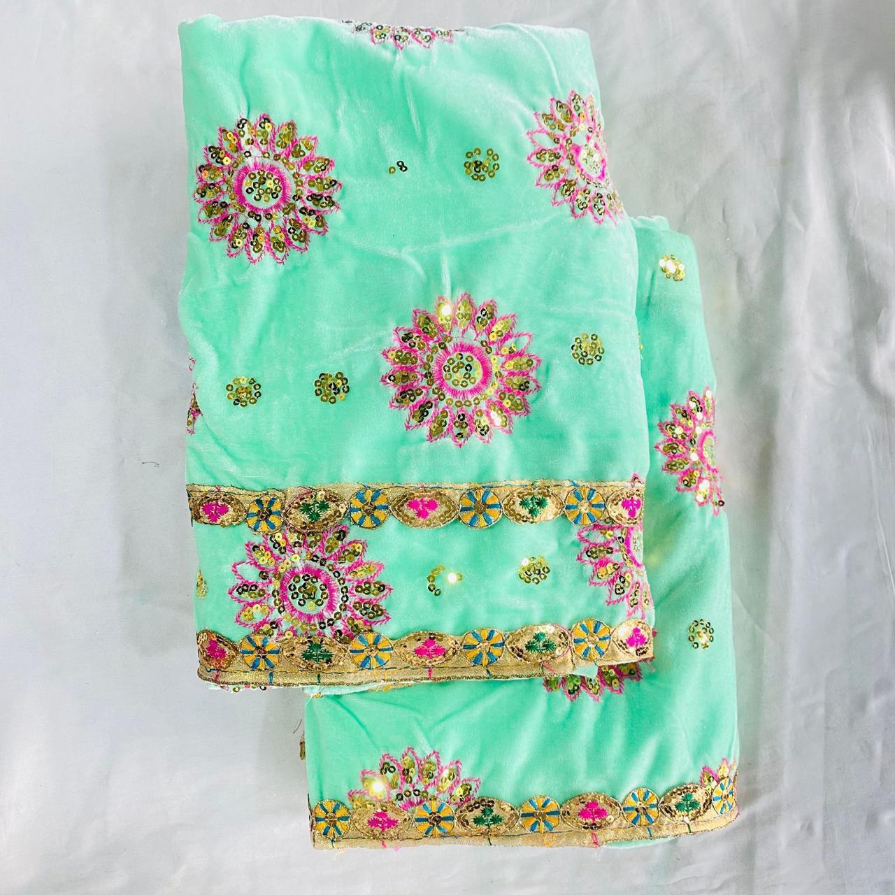Sri Sadguru Sai Baba Vastra Set for Shirdi Temple – Pista Green with Pink Floral Design