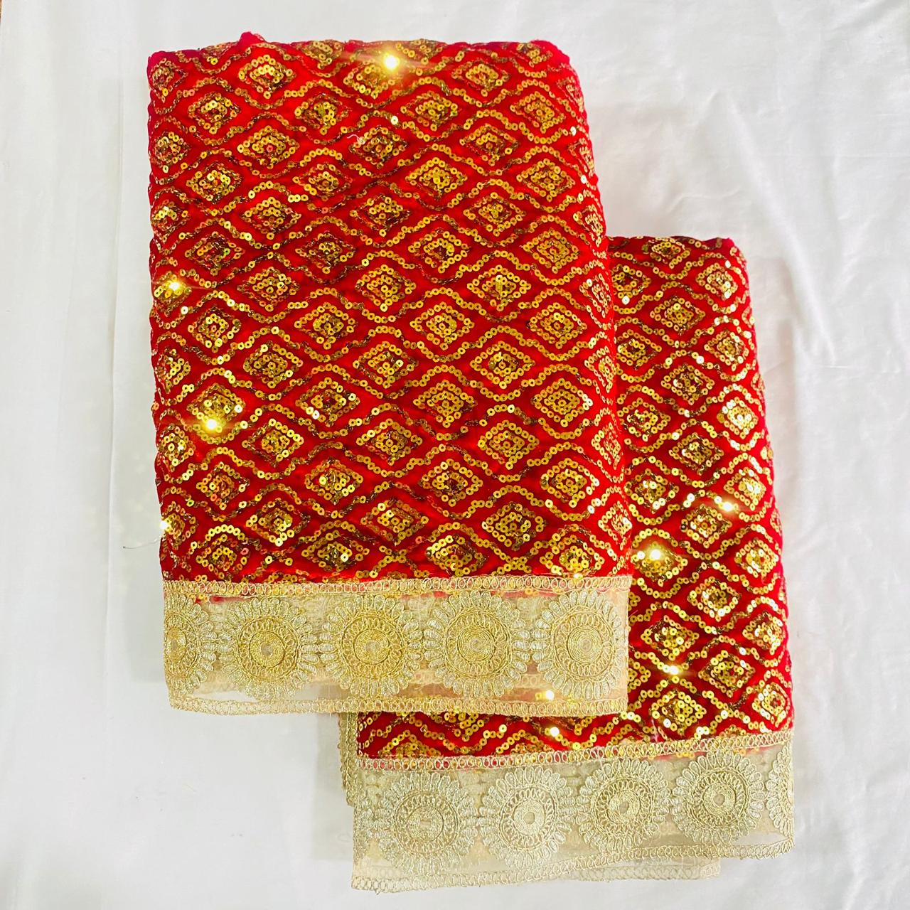 Sai Baba Bhakti Vastra Set for Shirdi Temple – Red with Golden Border