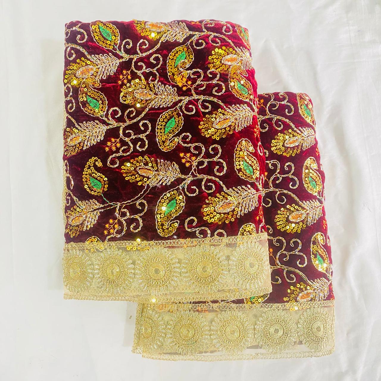 Sai Baba Vastra Chola Set for Shirdi Temple | Velvet Makmal Cloth | Sai Baba Statue Cloth, Samadhi Cloth, Neck Scarf & Head Kafni | Color