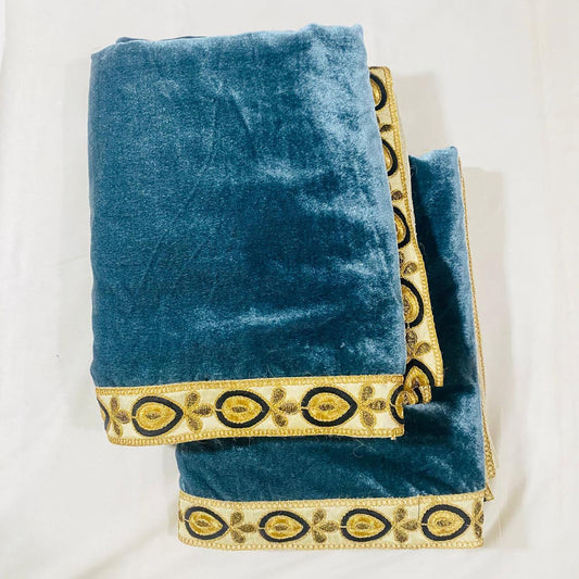 Sri Sadguru Sai Baba Vastra Set for Shirdi Temple – Blue Velvet Fabric with Gold and Black Embroidery