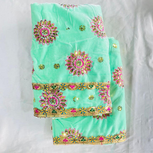 Sri Sadguru Sai Baba Vastra Set for Shirdi Temple – Pista Green with Pink Floral Design