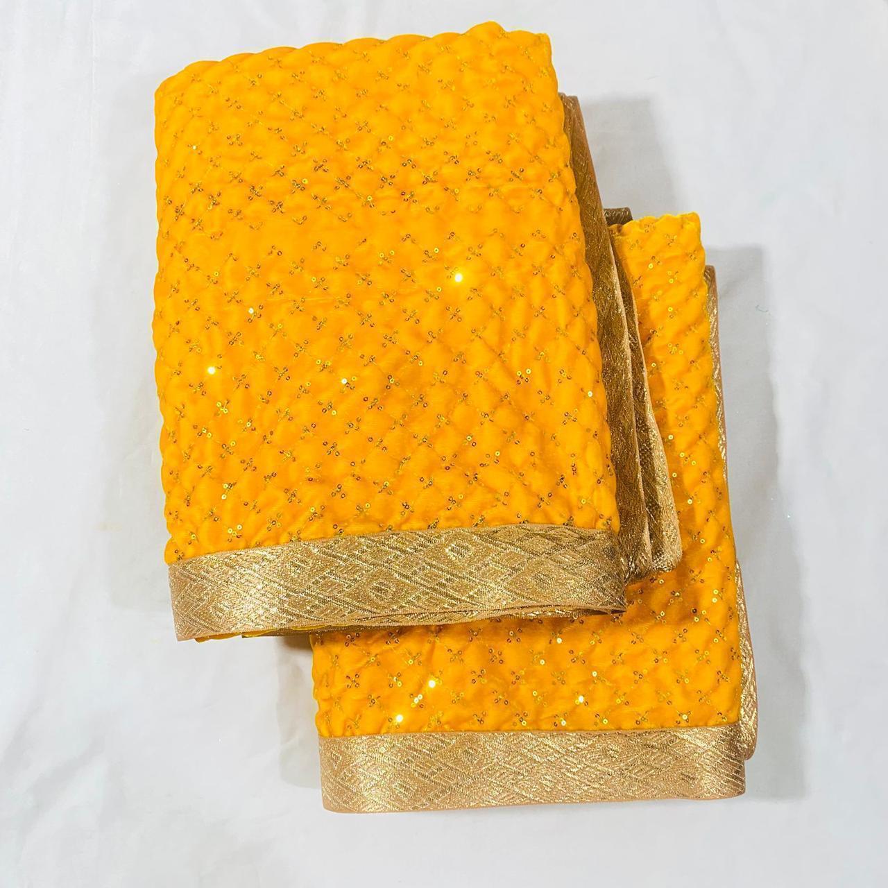 Sri Sadguru Sai Baba Vastra Set for Shirdi Temple –Yellow fabric with gold border