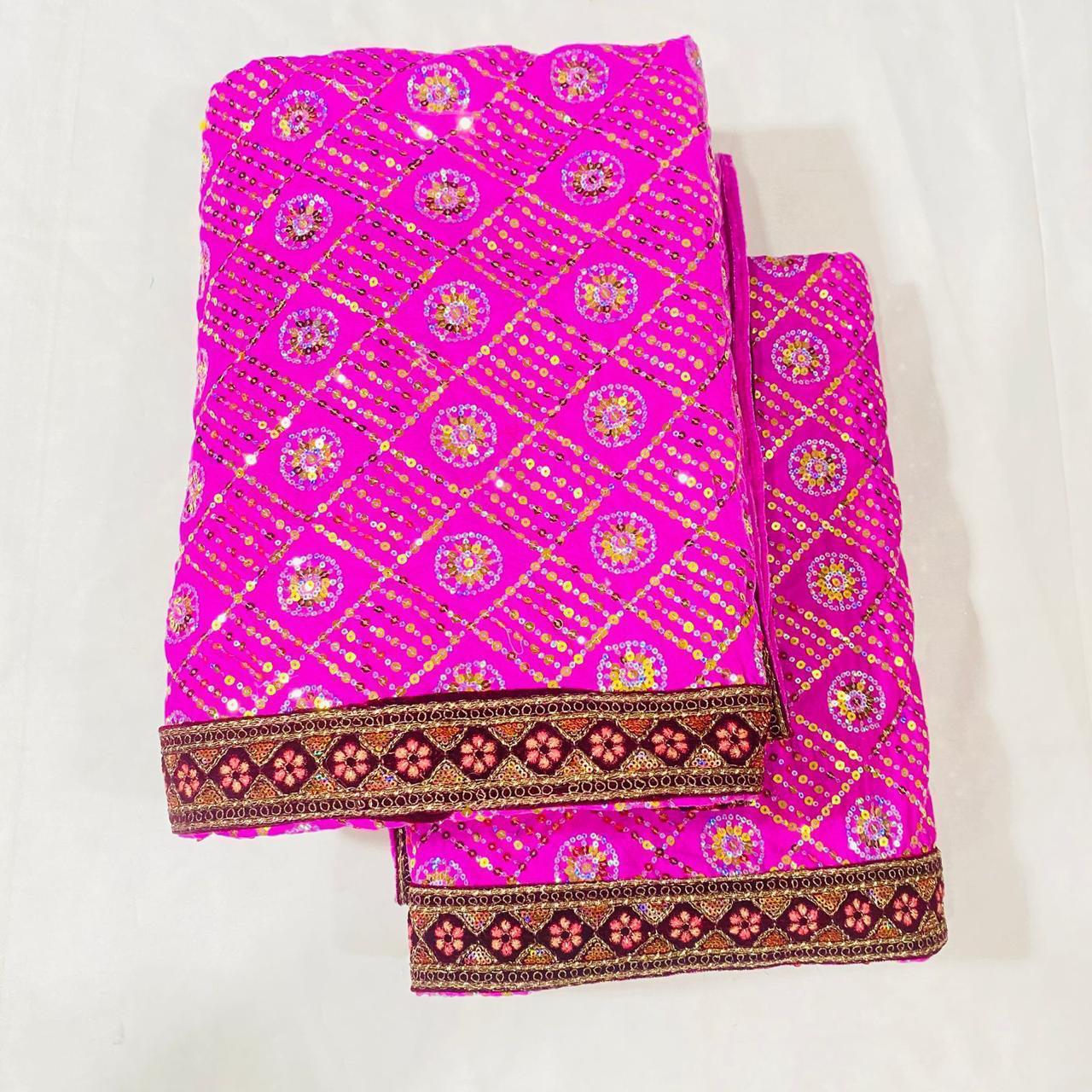 Sri Sadguru Sai Baba Vastra Set for Shirdi Temple – Pink Fabric with Intricate Patterns