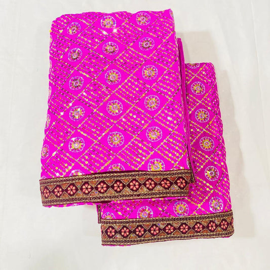 Sri Sadguru Sai Baba Vastra Set for Shirdi Temple – Pink Fabric with Intricate Patterns