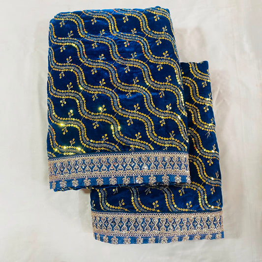 Shirdi Sai Baba Velvet Vastra Set | Samadhi Cloth, Head & Neck Scarf for Idol Decoration – Velvet Fabric with Navy Blue & Golden Design