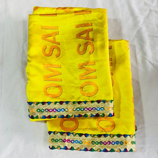 Sai Baba Vastra Dress Chola Set for Sai Baba Temple, Shirdi | Sai Baba Statue Cloth, Samadhi Cloth, Neck Scarf & Head Kafni | Color - Yellow  color om sai ram written 